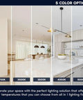 Top Shelf 2 Inch Led Recessed Lighting With Glare Blocking Deep Regressed Housing Swappable White And Black Trim Covers Versatile 5Cct 1000 Lumen Canless Spotlights Smooth Dimming Wet Rated Bulk 12 Pack Unit showcased with 5 color temperature options in a bright kitchen setting.