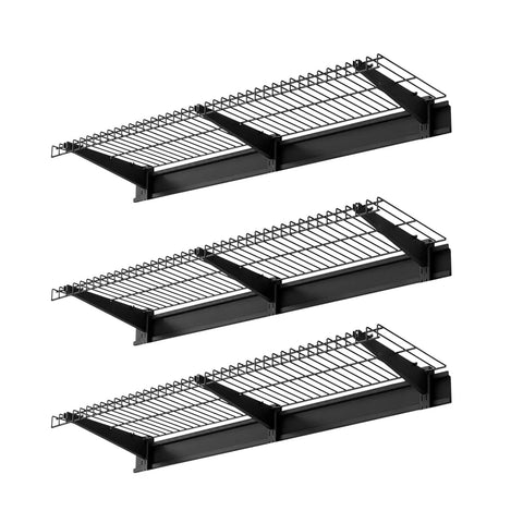Sturdy 3 Tier Wall Garage Shelving Unit For Heavy Duty Storage, 1x3 Ft Steel Wall Mounted Shelves With 11x36 Inch Per Shelf And 450 Lbs Total Capacity, Black Durable Floating Metal Rack For Tools Bins And Garage Organization, stacked view