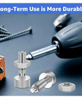 M6 Stainless Steel Retractable Spring Plunger With Knurled Grip Handle Self Locking Pin Bolt set on a workspace with tools.