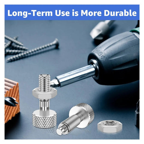 M6 Stainless Steel Retractable Spring Plunger With Knurled Grip Handle Self Locking Pin Bolt set on a workspace with tools.