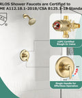 Wall-mounted shower faucet with valve and 5-spray touch-clean head, single handle trim kit, brass valve, modern bath.