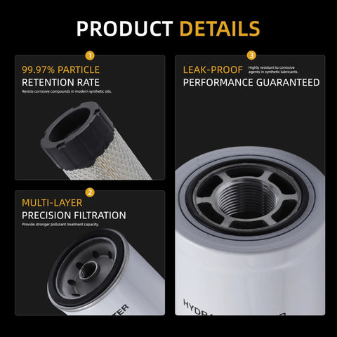 Maintenance Filter Kit For Bobcat MT52 MT55 MT85 MT100 Mini Track Loader focusing on particle retention and filtration features.