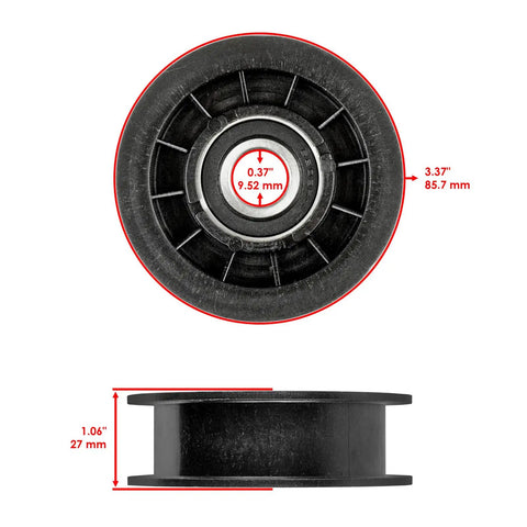 Awesome Replacement Idler Pulley Kit With Belt For John Deere 100 Series Tractors Like D105 E100 X105 And X106 Upgrades Clutch Performance Big Time, black pulley 3.37 in x 1.06 in