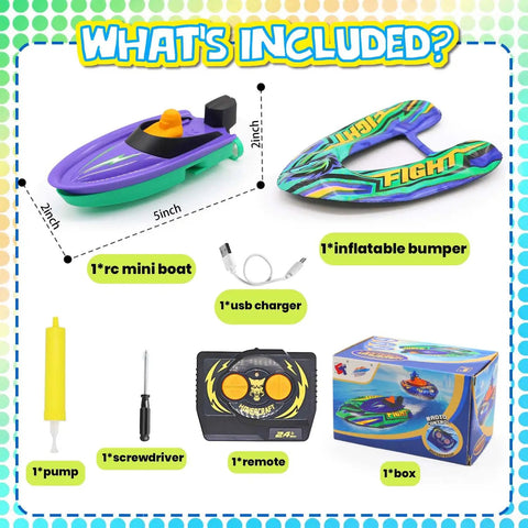 What's included with Kids Remote Control Boat With Removable Inflatable Bumper Rechargeable Battery USB Charging Pool Ready Water Toy