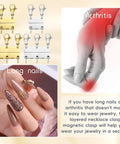 Magnetic Necklace Clasp Set For Layering No Fuss Quick Snap Closures Gold And Silver Separator showing use for long nails and arthritis