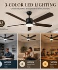 42 Inch Reversible Ceiling Fan With Integrated Light And Wireless Remote Providing Six Hella Quiet Speeds And Kickin Cooling Airflow For Your Ultimate Room Refresh in settings with 3 color LED options.
