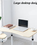 No Sweat Height Adjustable Laptop Desk with Smooth Glide Casters, Chic Minimalist Overbed Table and Portable Rolling Workstation for Home Office Daily Grind or Lazy Weekend Setup, Fresh White, showing large desktop design with laptop.