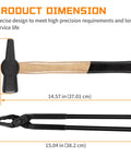 Forging Hammer And Wolf Jaw Blacksmith Tool Set dimensions of 14.57 inch hammer and 15.04 inch tongs.