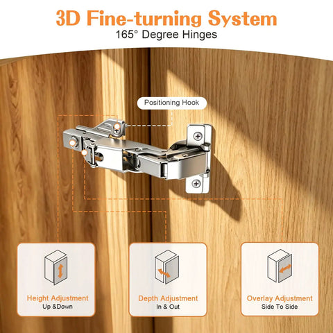 Straight Up Heavy Duty Soft Close Cabinet Hinges For Full Overlay Kitchen Doors And Closet Folds Smooth As Butter Steel Build 165 degree hinge with adjustment features.