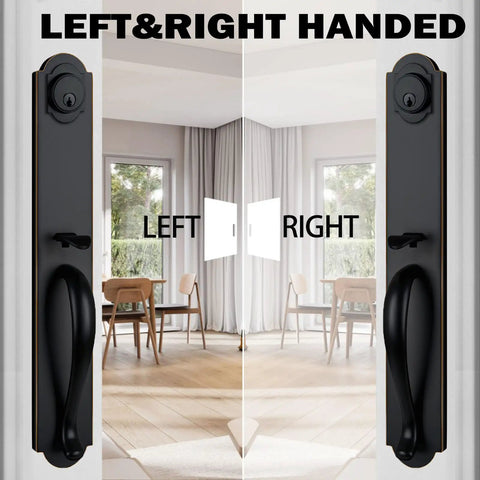 Oil Rubbed Bronze Keyed Entry Door Lock Set With Deadbolt, Reversible For Right Or Left Handed Doors, Built Tough Heavy Duty Exterior Handleset, Universal Fit, Adjustable Hole Distance, Solid Zinc Alloy Build