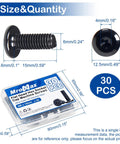 30 Pack M6 X 15mm Flat Head Hex Socket Screws Heavy Duty 304 Stainless Steel 18-8 Grade Fasteners with dimensions and packaging.