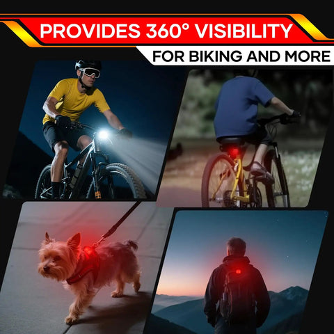Cyclists and dog with Front And Rear Bike Lights Set Rechargeable With Dual LEDs And 19 Flood LEDs 8 And 12 Mode Options IPX6 Waterproof