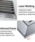 Built Tough Louvered Grille Access Panel For Drywall And Outdoor Walls showing laser welded stainless steel construction and 5mm thick frame.