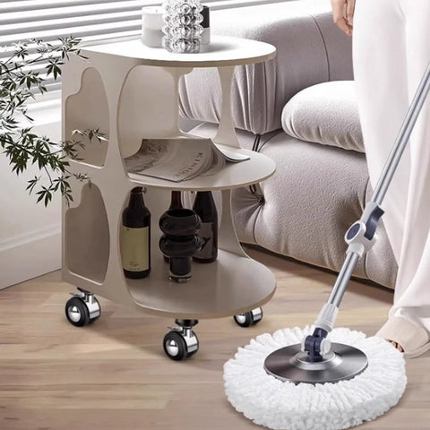 Universal 4 Piece Furniture Leg Set With Swivel Plate And Silent Rolling Wheels Adjustable Height For Easy Cleanups next to mop