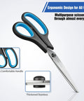 Three Pack Heavy Duty All Purpose Scissors Set With Stainless Steel Blades And Ultra Sharp Edges Ergonomic Comfort Grip Handles For Office Home School Sewing And Crafts Ideal For Paper Cardboard Fabric And More, 8.5-inch handle view