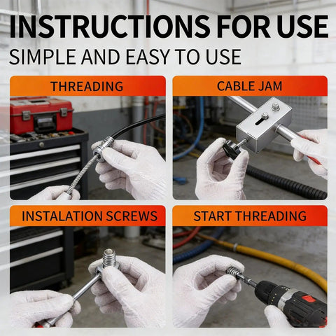 Instructions for Pro Grade Wall Wiring Machine And Cable Hidden Pipe Threading Tool With Electric Drill Feed System.