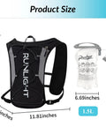 Hydration Running Vest For Men And Women With 1.5L Water Bladder Breathable Adjustable Backpack And Reflective Night Safety Strips