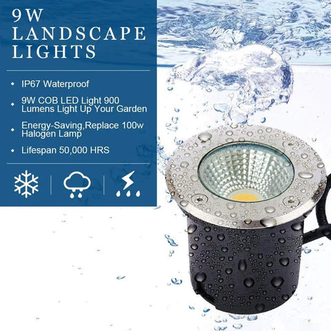 Must Have Low Voltage 12V 7W In Ground COB LED Landscape Lights 700 Lumens Each IP67 Waterproof displayed with water around
