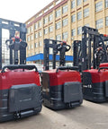 Heavy Duty Electric Fork Pallet Stacker And Warehouse Material Handling Rig With Rock Solid Vertical Lifting For Daily Shop Floor Hustle And Effortless Cargo Movement, showcasing multiple stackers.