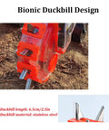 Bionic duckbill design on Hand Push Garden Seeder with Roller Seeders, stainless steel duckbill for efficient seeding.
