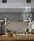 Kitchen view with Matte Black Pendant Light Fixture For Kitchen Island LED Chandelier Dimmable Adjustable Metal Ceiling Hanging Lamp