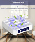 F8S Pre-Filter True HEPA Replacement Filter For HealthPro Series First Stage shown in a modern living room setting