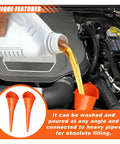 Pouring oil into engine using Two Pack Long Neck Oil Funnels, Spill Saver Plastic Fill Funnels For Automotive Oils And Liquids