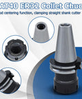 CAT40 ER32 Collet Chuck 2.76 Inch Gage Length showing tool holder with clamping detail for CNC engraving machine and milling lathe.
