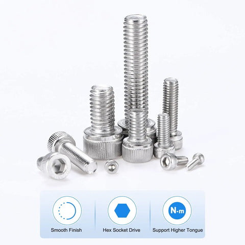 Dang Solid 50 Pack M2 X 14Mm Socket Head Cap Screws Forged From 304 Stainless Steel displayed with various sizes and smooth finish.