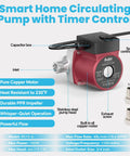 Heavy Duty 3 Speed Hot Water Recirculating Pump For Households Featuring Silent 110V Motor with copper core and rust-resistant housing.