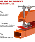 Close-up of Beefed Up Clamp On Pallet Forks With Twin Round Pad Screw 60 Inch Length And 4000 Lbs Capacity showing anti-slip pads.