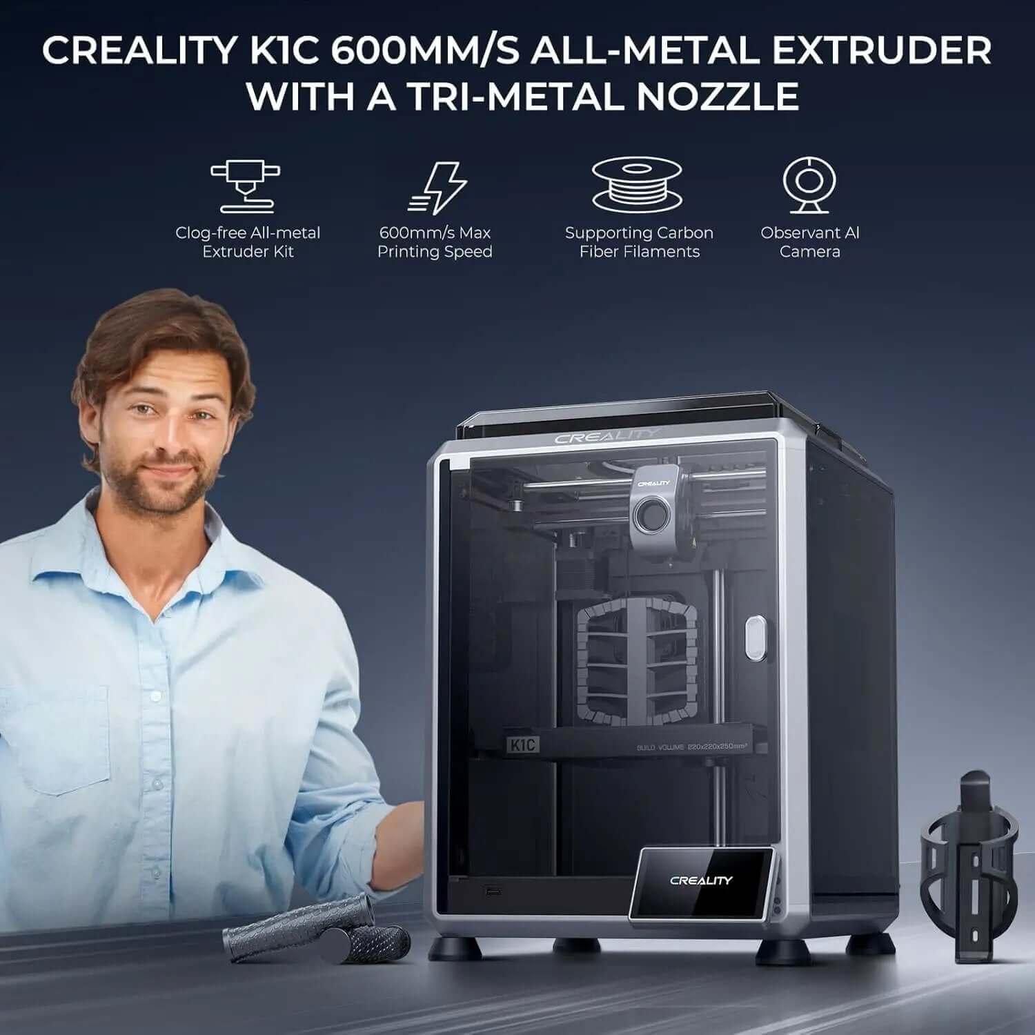 K1C 3D Printer Crazy Fast CoreXY, 600mm/s Speed ✓
