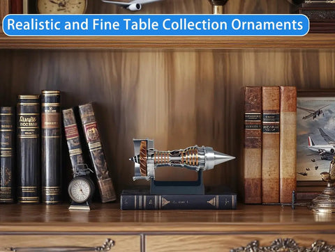 Turbofan Engine Model 28cm Replica For Science Education And Aviation Nerd Gift 3D printed decor on wooden shelf