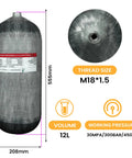 12L 4500 PSI High Pressure Carbon Fiber Tank For PCP Paintball Air Systems And Scuba Diving M18 Thread Lightweight Durable Tank
