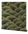Dope Indigo Floral Wallpaper Featuring Sleek Gold Metallic Finish And Rich Fibrous Texture For A Clean Home Flex That Slaps On Walls While Staying Eco Friendly And Made In The Usa, showcasing detailed gold and green floral pattern.