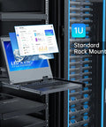 Slick One Rack Unit Kvm Console With 17.3 Inch Lcd Display and Integrated Us Keyboard Manage Sixteen Servers No Sweat Top Shelf Data Center Gear for Smooth Plug and Play Setup and Quick Roll Out in a 1U rack mounted position.