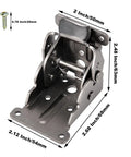 Heavy Duty Foldable Self Locking Hinges 8 Pack With Mounting Hardware Rigid Table Leg Support Brackets For Bed Frame Replacement close-up view with dimensions