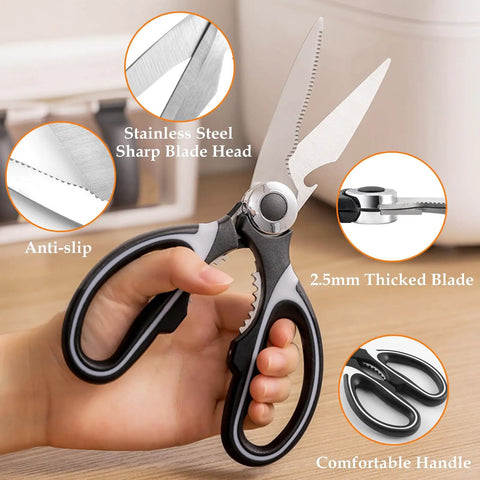 Person holding 2 Piece Garden Shears And Flower Scissors Set With 2.5mm Thick Stainless Steel Blades, showing features.