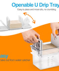 Dishwasher Safe Press For Quick No Fuss Meal Prep And Extra Firm Tofu This Press Drains Water From Tofu Fast With A Long Screw And Inner Spring Openable U Drip Tray BPA Free Vegan Gift Ready For Organic And Firm Tofu being used by hands to place tofu into the openable U drip tray.
