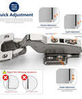 Heavy Duty European Kitchen Cabinet Hinges 30 Pack Soft Close Half Overlay Frameless Cupboard Hardware showing quick adjustment features.