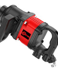 One Inch Air Impact Wrench Built Tough As Nails For Heavy Duty Repair Shops Packing 3550 Ft Lbs Of Hammering Power And 5000 Rpm Free Speed close-up of the handle and controls.