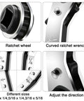Pro Grade Refrigeration Wrench Set For HVAC Repairs, Ratchet Tool Kit With Hex Bit Adapters, featuring adjustable ratchet wheel