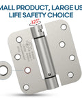 Heavy Duty 4 Inch Self Closing Door Hinges 2 Pack Featuring Adjustable Spring Tension And A Sleek Satin Nickel Finish detailed view of hinge with labeling.