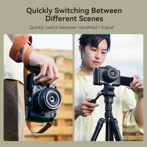 Zf Handgrip L Shape Grip for Nikon Zf in handheld and tripod mode showcasing quick switch with ergonomic silicone grip.
