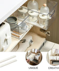 Full Extension Drawer Slides Upgrade Kit for Easy Access installed in a kitchen cabinet with clear storage containers