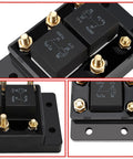 Close-up of 12V 80A Forward And Reverse Relay Terminal Module for tarp winch motor, snow plow, lift replacement, with terminals and housing.