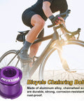 Cyclist with 5 Piece M8 Aluminum Alloy Double Chain Ring Bolts Set in Purple for Road and Mountain Bikes