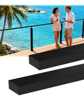 Tough As Nails 8 Foot Marine Grade Stainless Steel Black Handrail For Cable Railing Systems shown on a deck with two people.