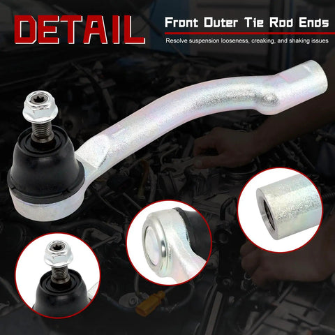 Nissan Rogue Front Outer Tie Rod Ends 2 Pack For 2008 2009 2010 2011 2012 2013 And Rogue Select 2014 2015 L4 2.5L Replacement ES800582 ES800583 Direct Fit For Easy Install And Long Lasting Performance, front outer tie rod end detail