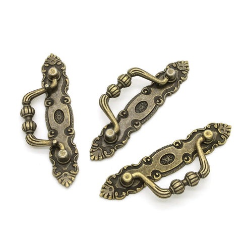 Bronze Drawer Pulls Set of Six 105mm Length Vintage Style Cabinet Handles for Dresser Box Furniture Metal Hardware with Screws